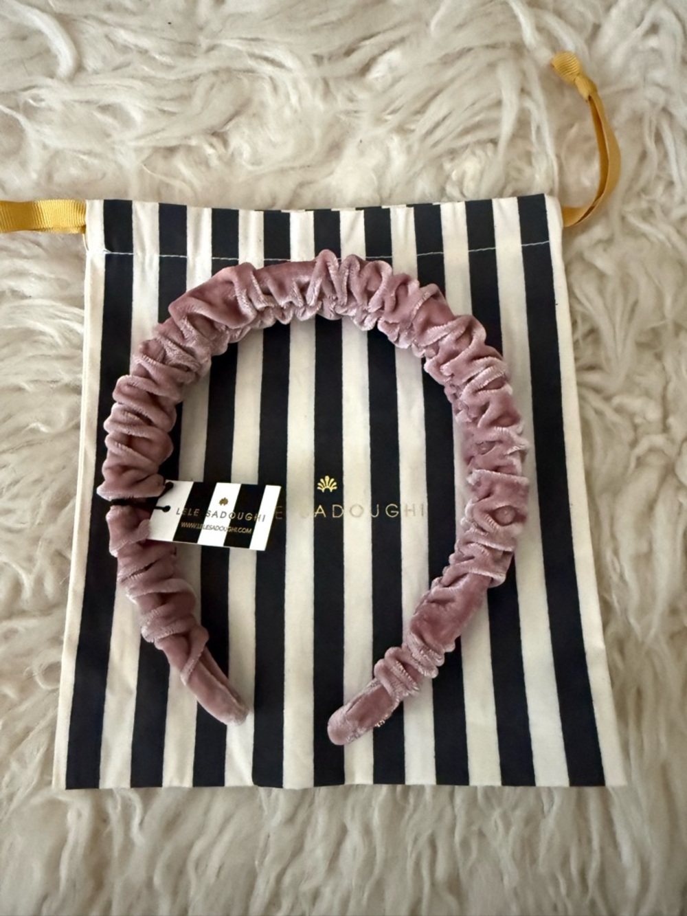 Lele Sadoughi Velvet Kelly Headband Dusty Rose - Picture 2 of 6